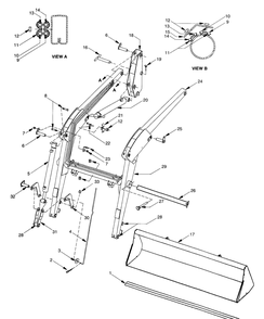 Loader And Bucket Assembly Diagram and Parts List for 590100 Cub Cadet Lawn Tractor